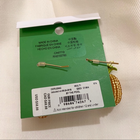 KATE SPADE MULTI PINEAPPLE EARRINGS DUST BAG INCL. - Picture 4 of 5